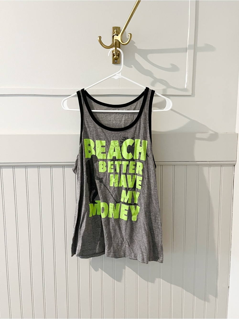 Fifth Sun Gray Tank with Black Trim and White Print